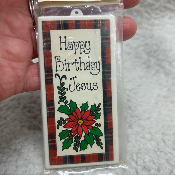 3 Praise Christmas ornaments plastic 4" Jesus is the reason vintage bag #2 - Picture 10 of 12